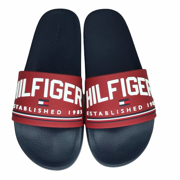 Tommy Hilfiger Other - Tommy Hilfiger Eldin Mens Slide Sandal Size 13 Red-Navy Blue Lightweight Comfort